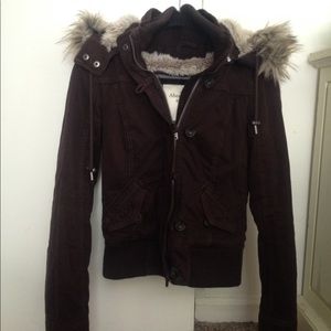 Abercrombie & Fitch Brown Fur Coat