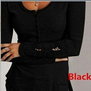 🆕FASHION EMBROIDERY LACE CREW NECK CASUAL TOP