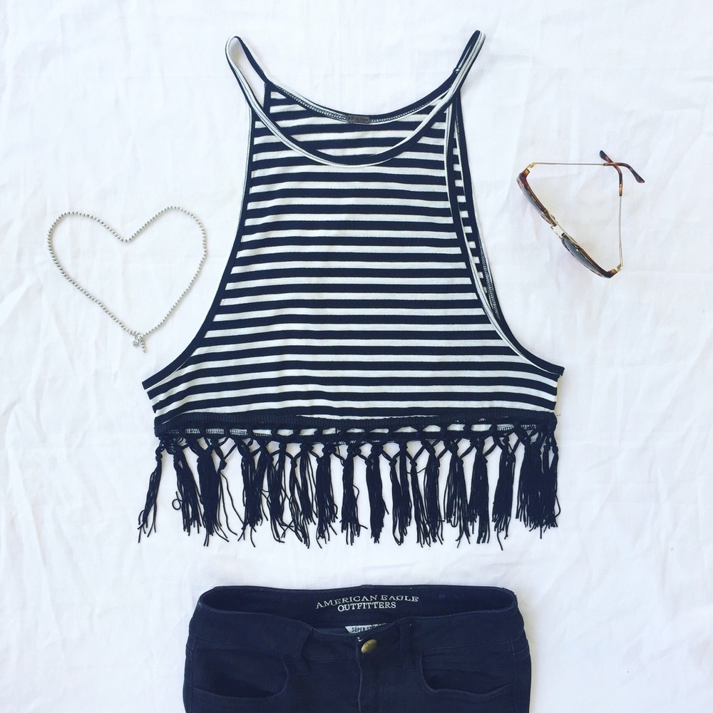 POOF | Striped Crop Top - Picture 1 of 4