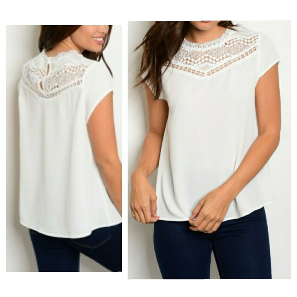 White Crocheted Short-Sleeved - Picture 8 of 8