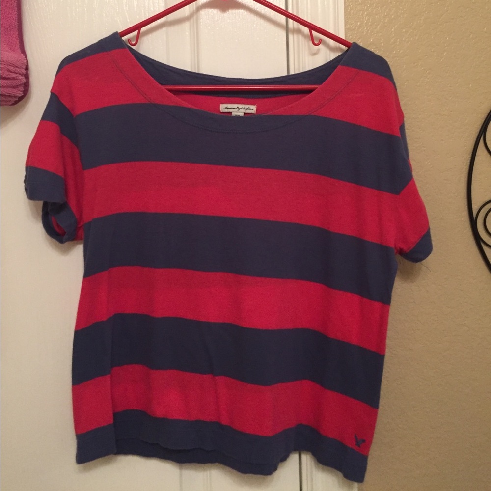 Red and blue striped t shirt