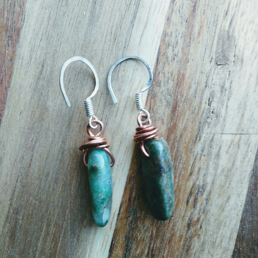 NWOT Sterling Silver Green Goddess Earrings