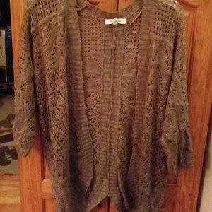 Pink rose chocolate brown cardigan