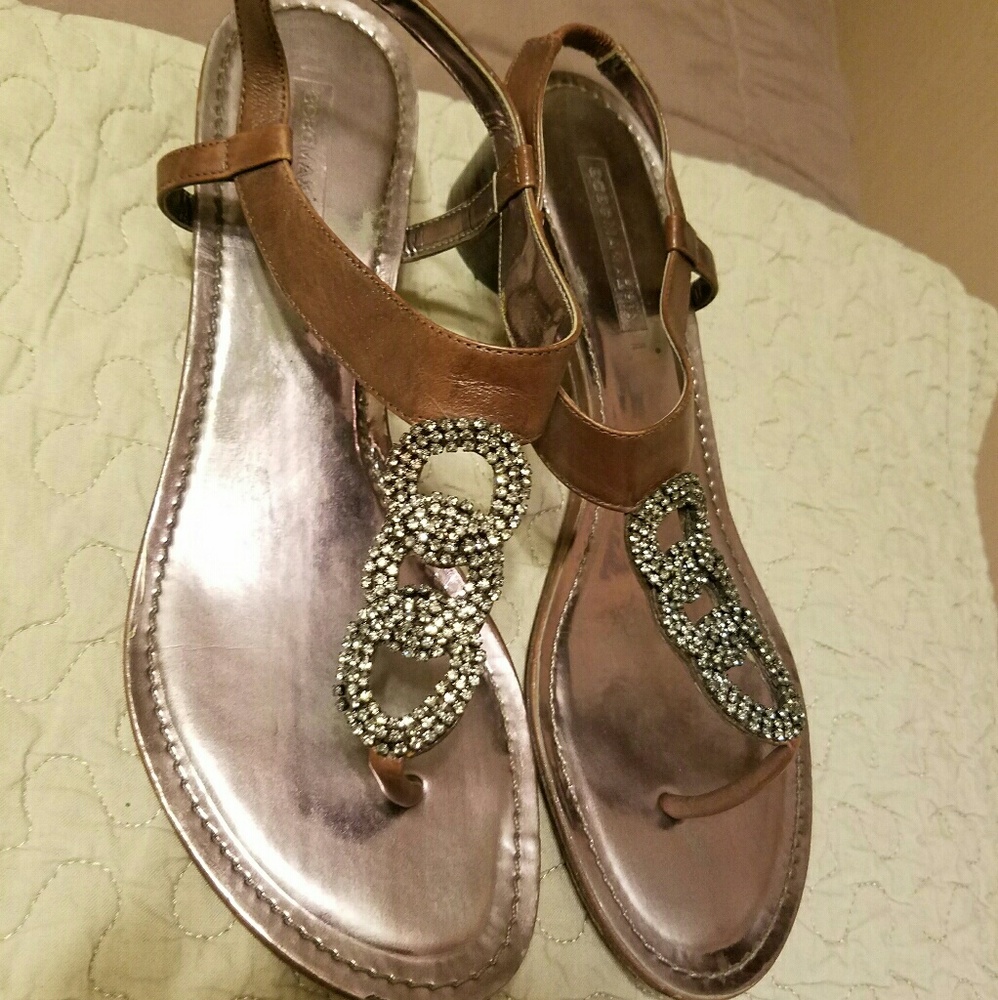 BCBG crystal and bronze rounded heel sandals 11
