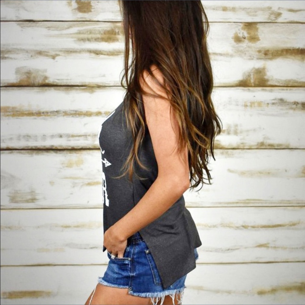 Faith Over Fear Criss Cross Choker Graphic Tee Top - Picture 2 of 4