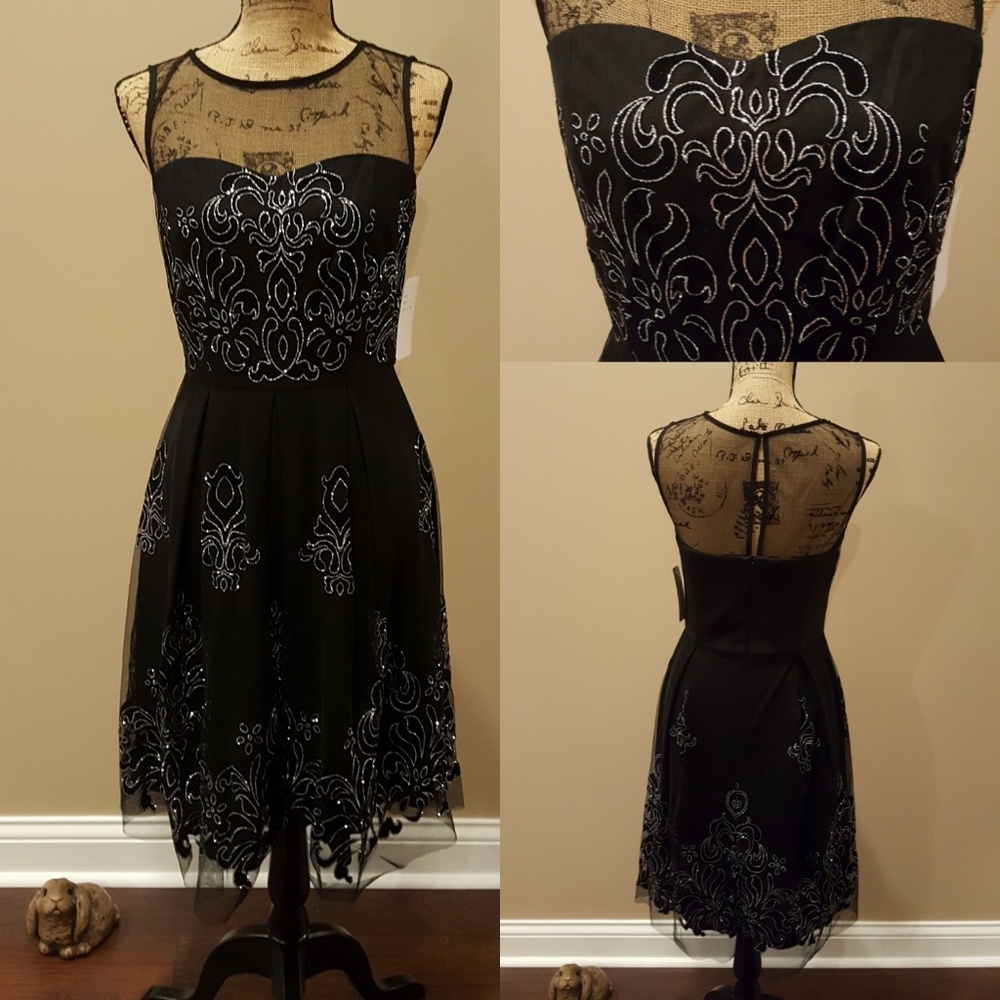 SD Collection black cocktail dress with silver NWT