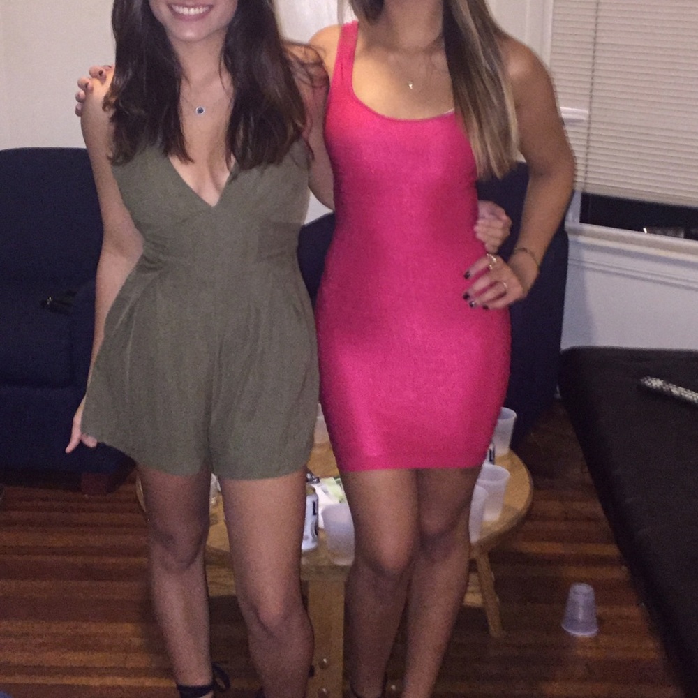 Red back cut out dress