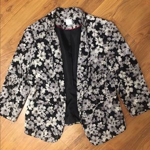 Black and White Floral Blazer