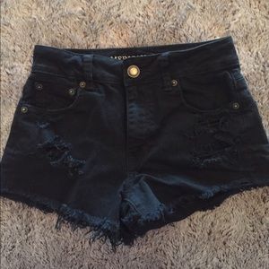 Black Hi-rise Denim Shorts