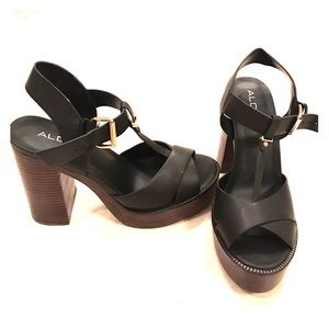 Black platform sandal from Aldo.