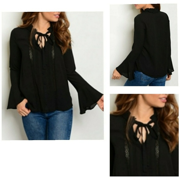 Bell Sleeve Tie-neck Top - Picture 8 of 8