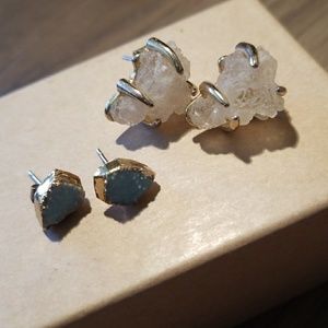 Blue and clear gem earrings