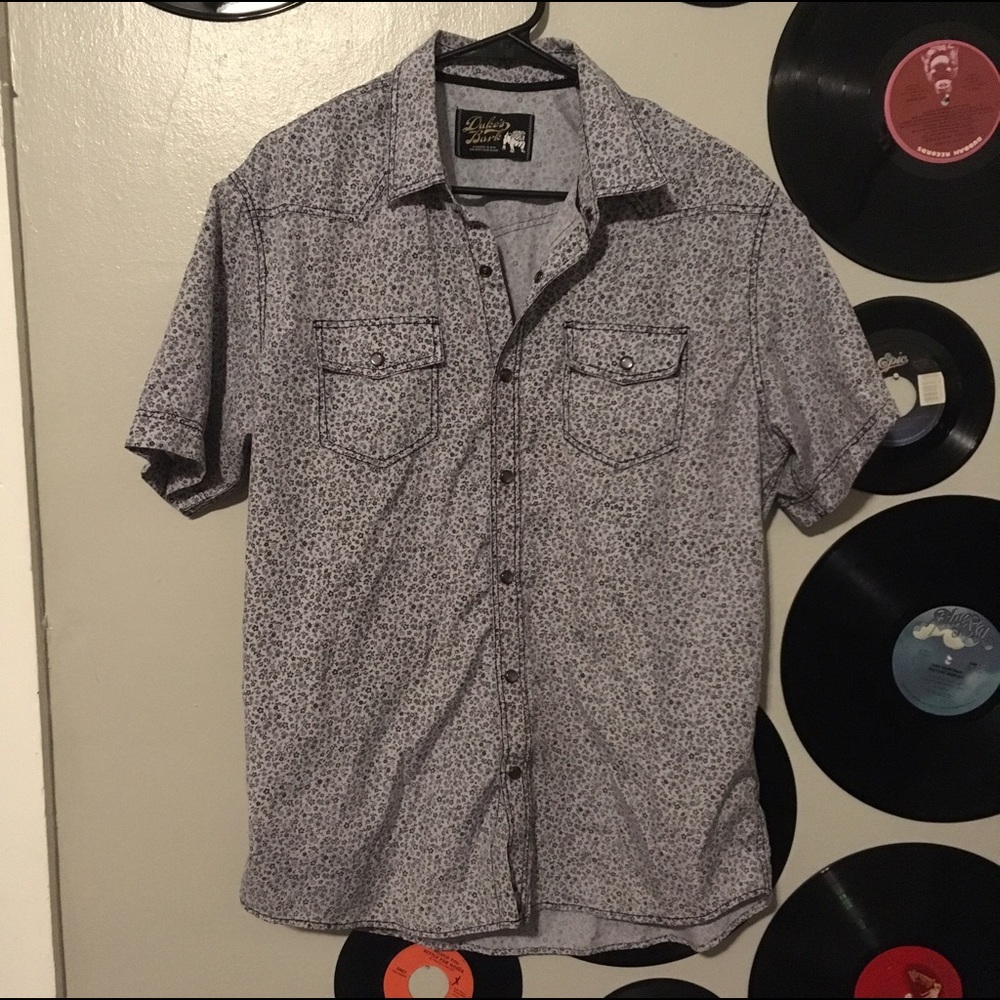 Grey floral button down