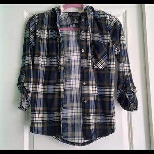Polly and Esther light button down flannel/hoodie