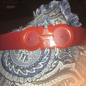 Red Salvatore ferragamo belt size 34 men