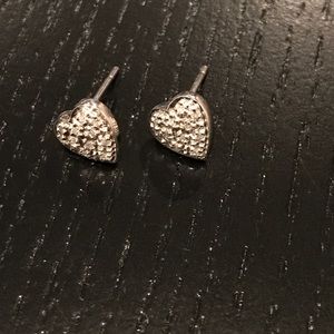White Gold and Diamond Pave Heart Earrings
