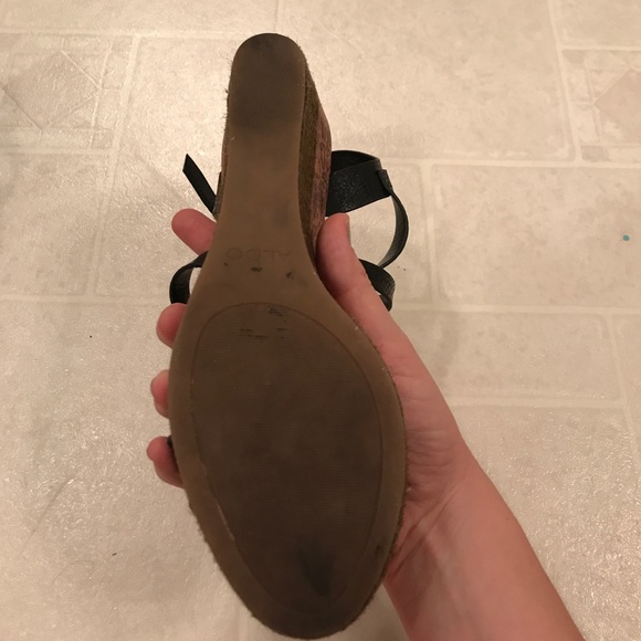 Black strappy cork wedge sandal - Picture 4 of 5