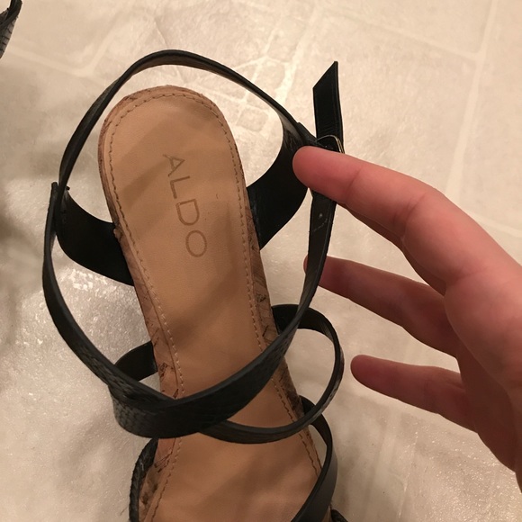 Black strappy cork wedge sandal - Picture 5 of 5