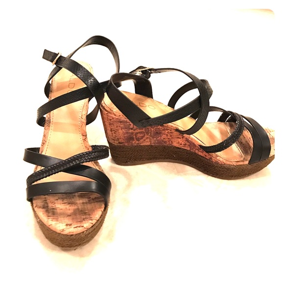 Black strappy cork wedge sandal - Picture 1 of 5
