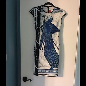 Clover Canyon Grecian Print Cap  Sleeve Dress