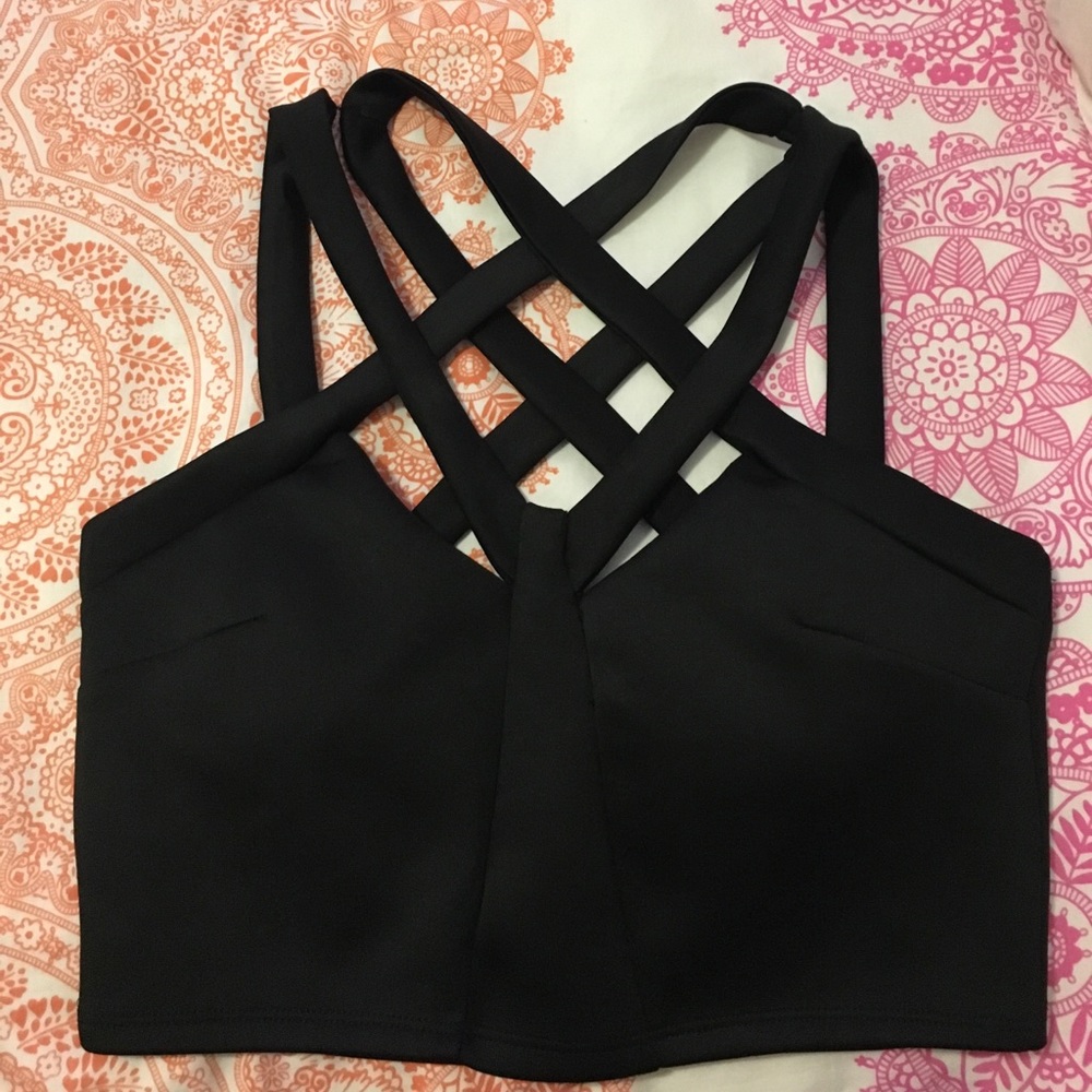 Black dressy crop top