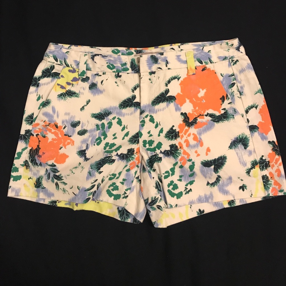 Colorful and fun leaf and abstract flower shorts!