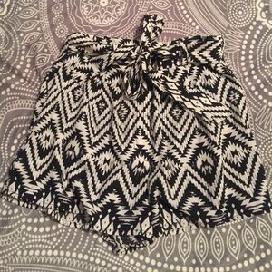 Aztec print shorts with a tie belt