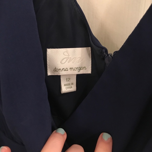 Navy blue, chiffon cocktail dress - Picture 3 of 4