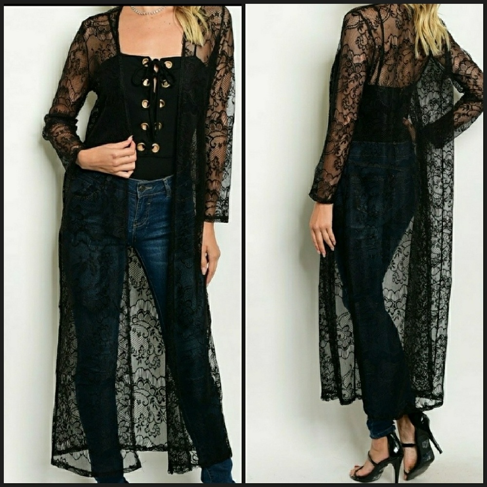 🥀V-day! Black lace duster - Picture 2 of 4