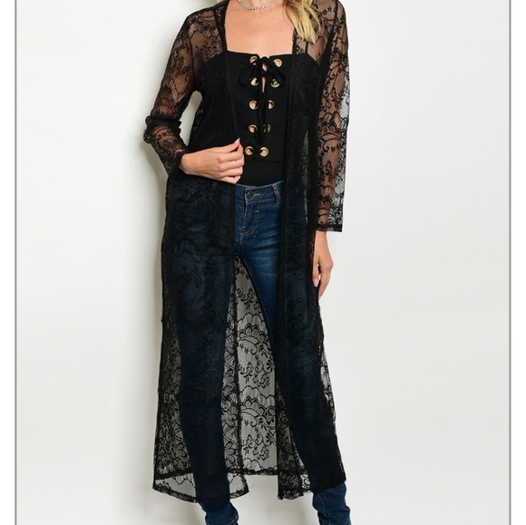 🥀V-day! Black lace duster - Picture 3 of 4