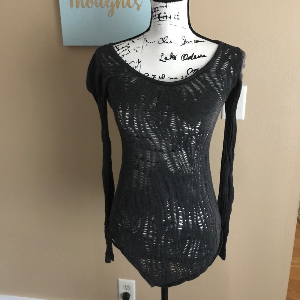 Dark grey heathered burnout sweater