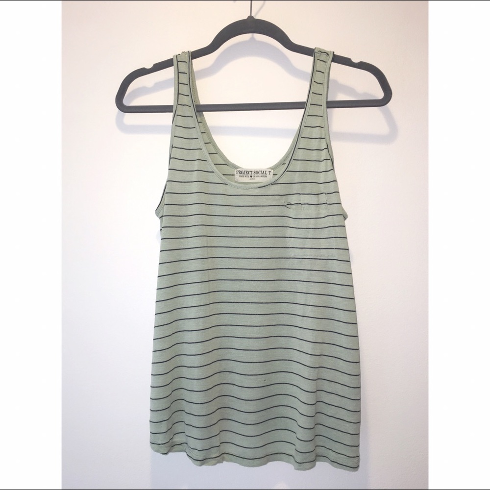 Project Social T Tank Top Mint Green w/ Stripes