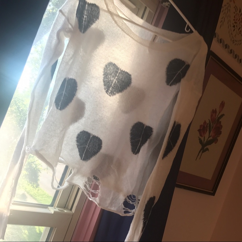 White Distressed Bethany Mota Sweater