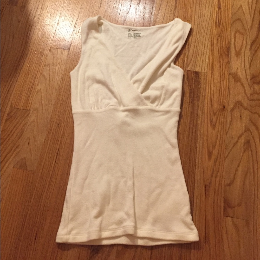 INC white V neck top