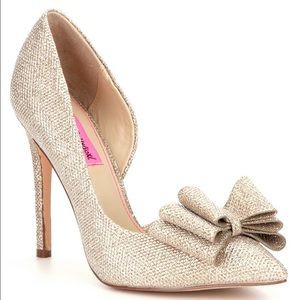Betsey Johnson Metallic Bow Pumps -Only $40