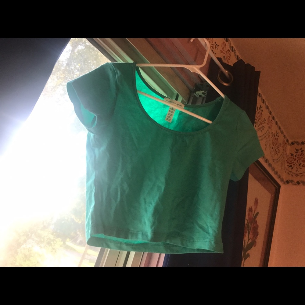 Turqoise scoop neck crop top