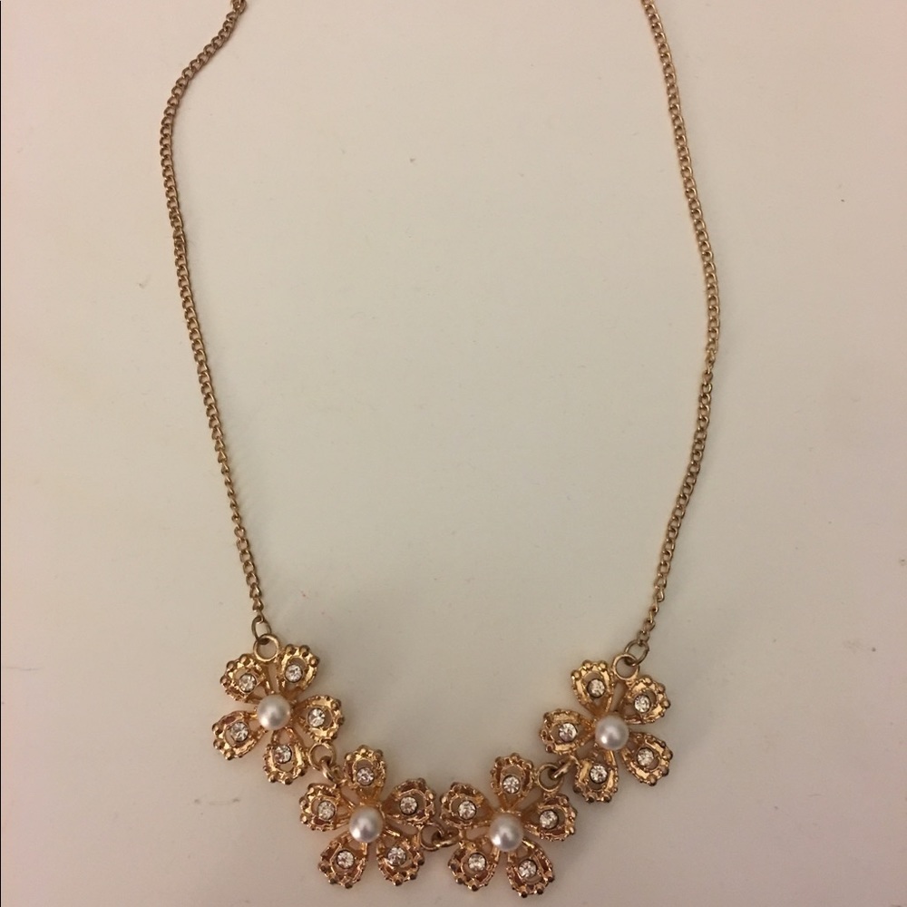 Gold Flower Statement Necklace