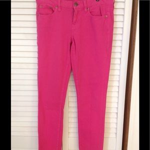 Hot Pink J Crew Toothpick Ankle Jeans. Size 29.
