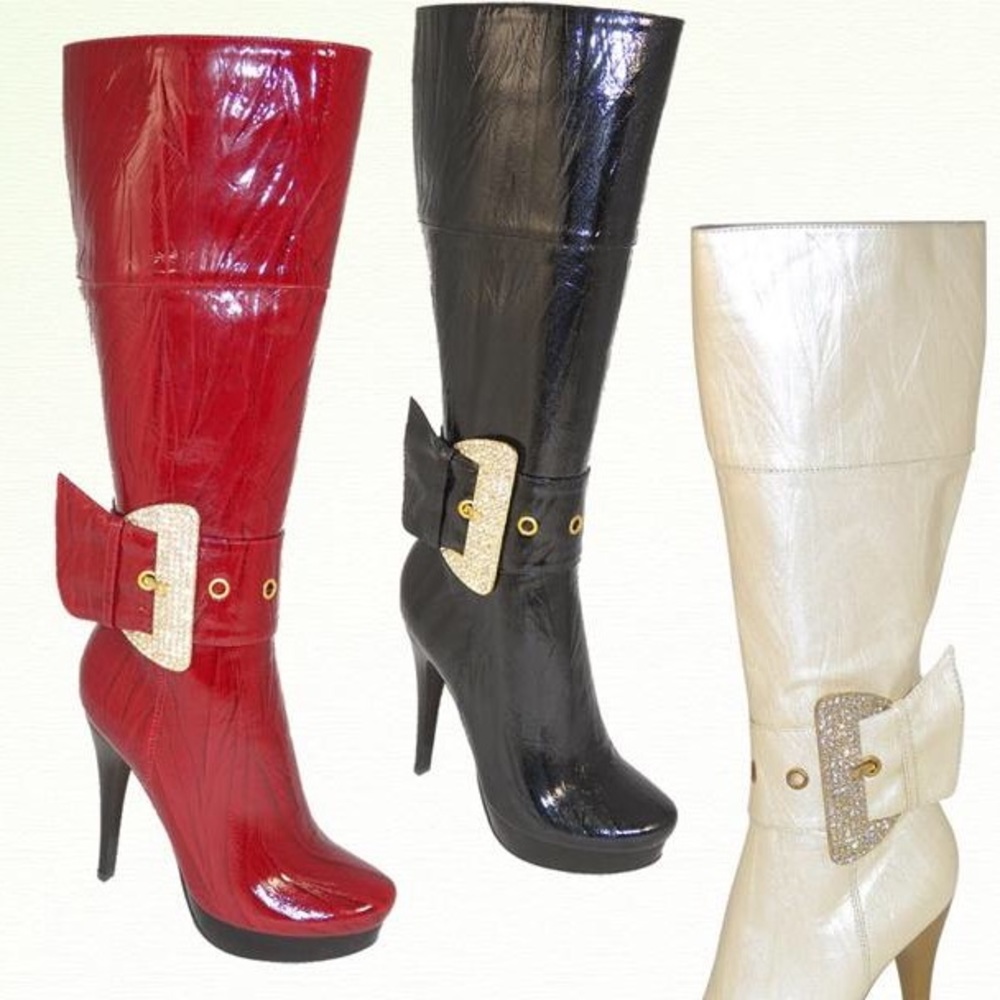 Brand New Black High Heel Boots W/ Buckle