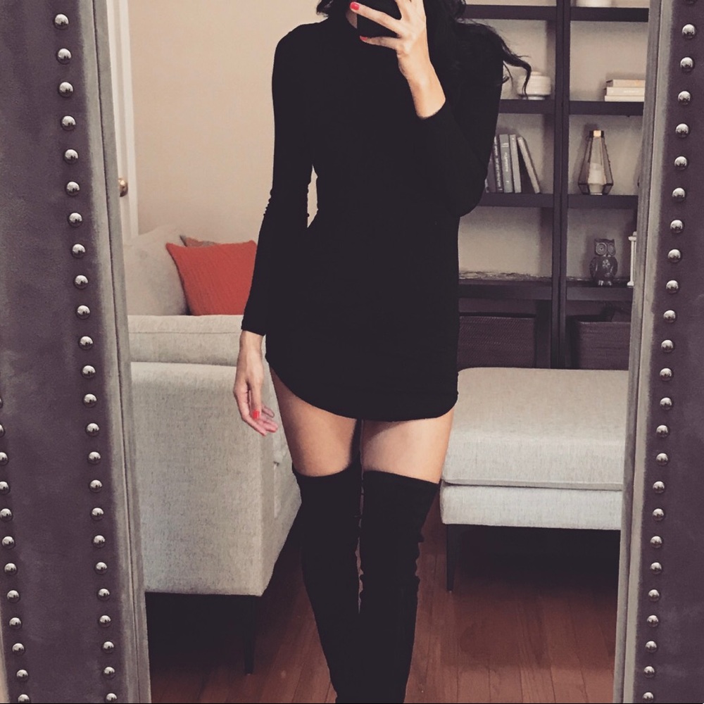 Kylie Black Long Sleeve Mini Dress