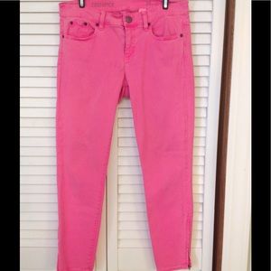 Neon Pink J Crew Toothpick Ankle Jeans. Size 29
