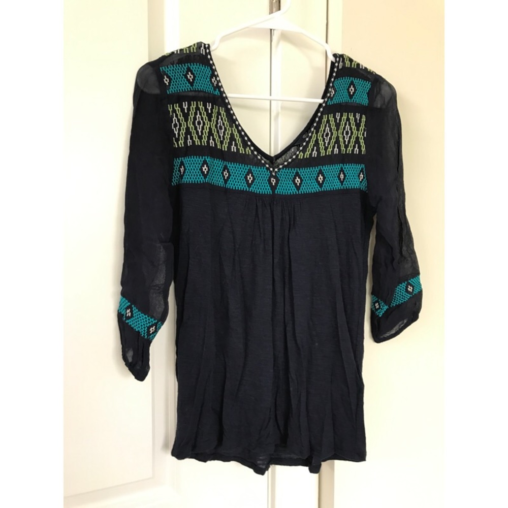 Lucky brand tribal embroidered top