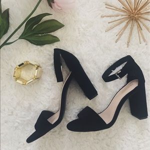 Black Velvet Block Heels