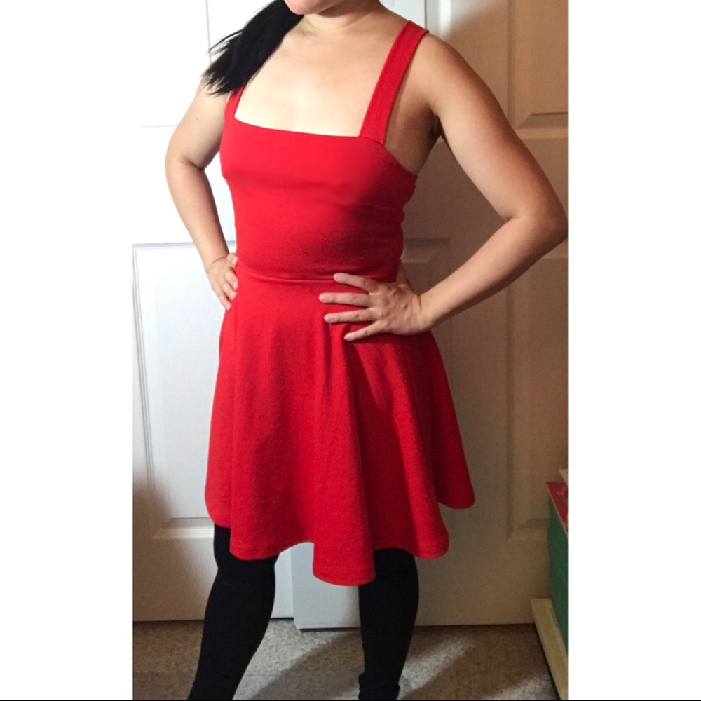 Sexy red dress with criss cross back