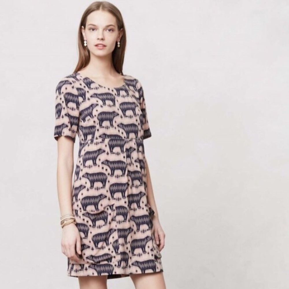 Maeve Zola Bear Shift Dress // Anthropologie Sz 0