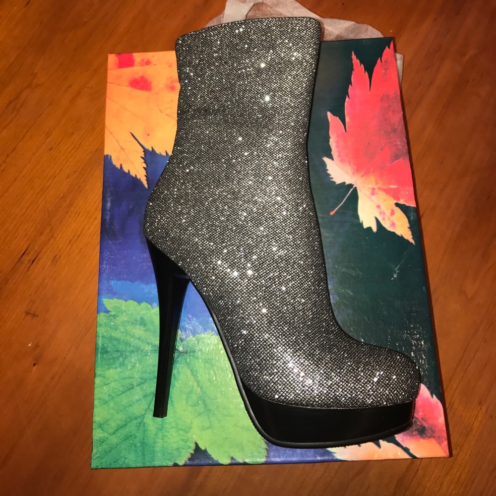 Brand New Silver Sparkle High Heel Shoes