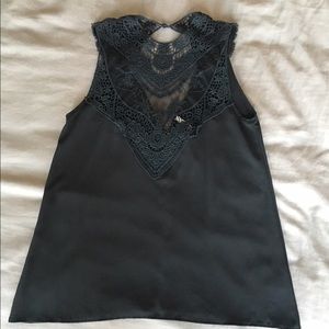 Black front lace top