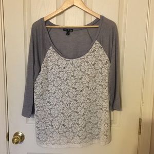 Torrid Twist Tees lace front baseball tee