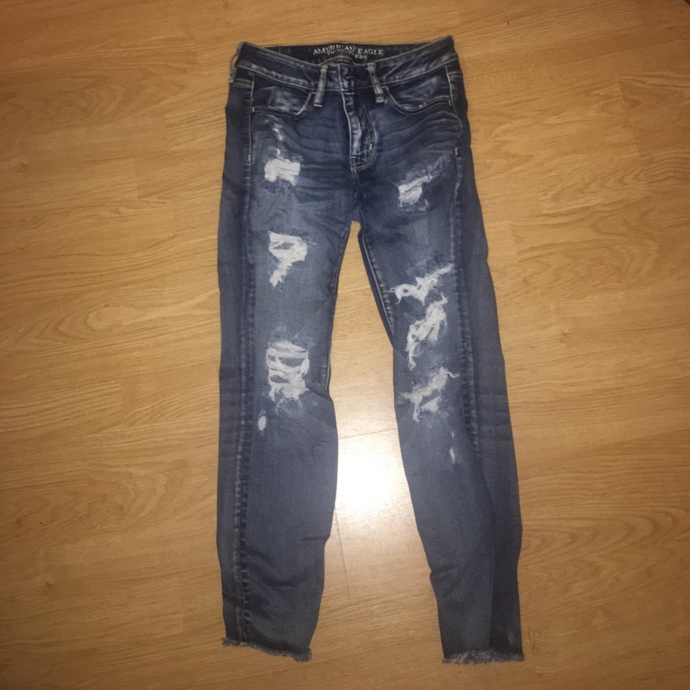 Blue ripped American eagle jeans