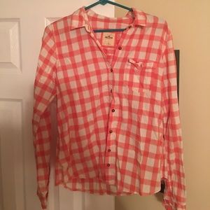 Peach plaid shirt from Hollister